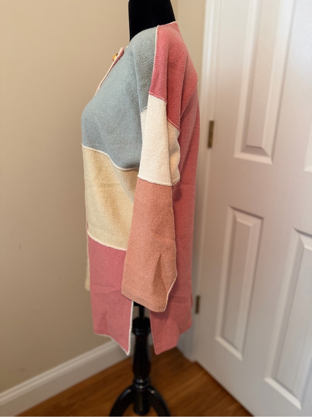 Steve Fabrikant Vintage Wool Color Block Long Button Down Sweater Size M - Picture 5 of 16